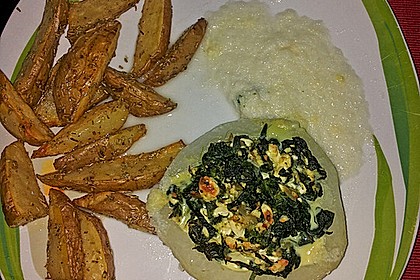 Kohlrabi gefüllt mit Spinat, Schafskäse und Schalotten 8