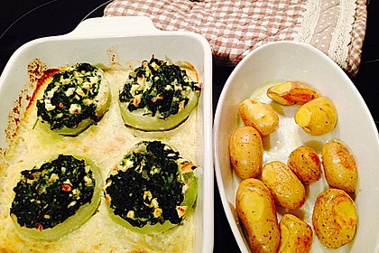 Kohlrabi gefüllt mit Spinat, Schafskäse und Schalotten 14