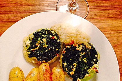 Kohlrabi gefüllt mit Spinat, Schafskäse und Schalotten 4