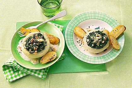 Kohlrabi gefüllt mit Spinat, Schafskäse und Schalotten 1