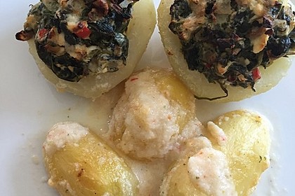 Kohlrabi gefüllt mit Spinat, Schafskäse und Schalotten 9