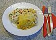 Putenauflauf mit Butterzwiebelreis