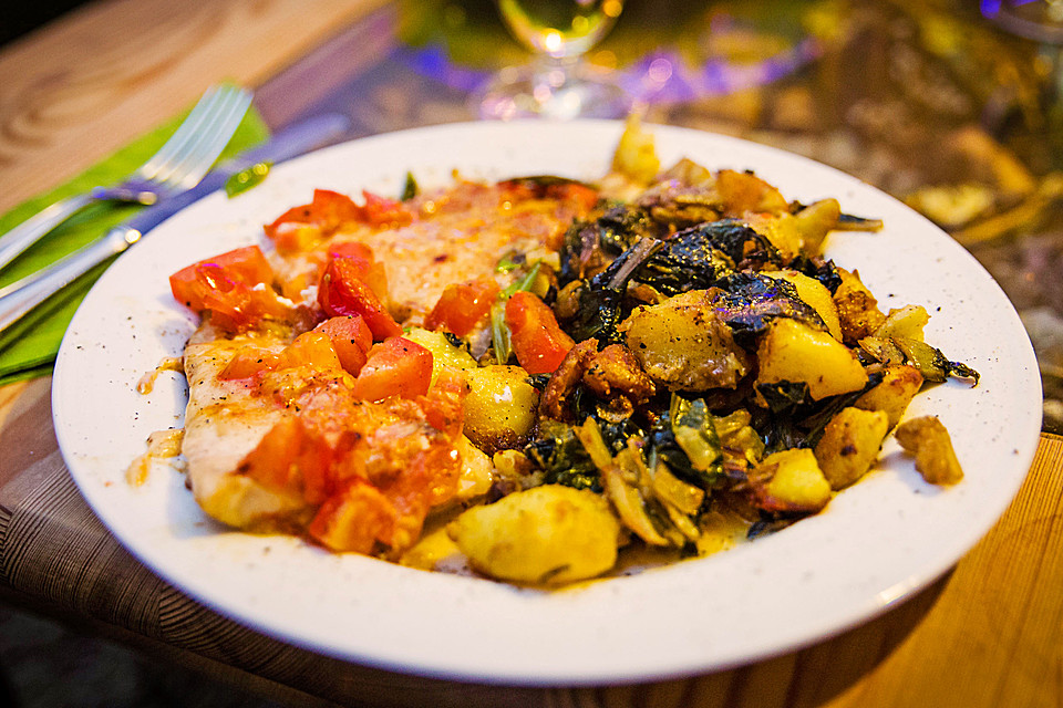 Mangold-Kartoffel-Gemüse mit Fisch