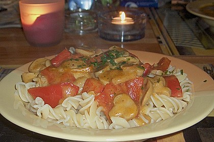 Nudeln mit Paprika - Pilz - Sauce 6