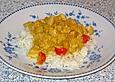 H&uuml;hnchen in Pfirsich - Curry Rahmnudeln