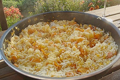 Exotische Reispfanne mit Ananas, Shrimps und Mangochutney 2