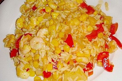 Exotische Reispfanne mit Ananas, Shrimps und Mangochutney 3