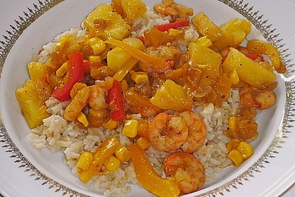Exotische Reispfanne mit Ananas, Shrimps und Mangochutney 4
