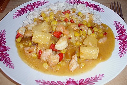 Exotische Reispfanne mit Ananas, Shrimps und Mangochutney 1
