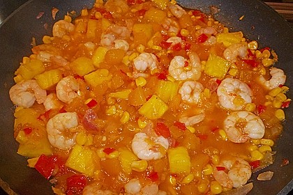 Exotische Reispfanne mit Ananas, Shrimps und Mangochutney 6