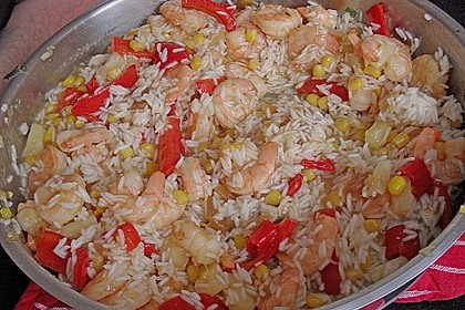 Exotische Reispfanne mit Ananas, Shrimps und Mangochutney 8