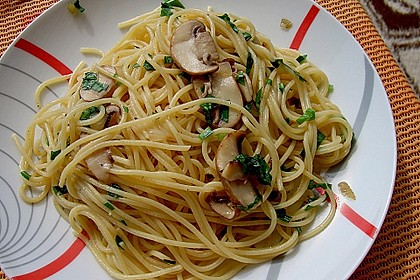 Bärlauch - Spaghetti mit Champignons 12