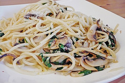 Bärlauch - Spaghetti mit Champignons 6