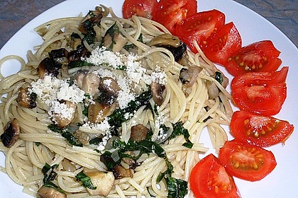 Bärlauch - Spaghetti mit Champignons 11