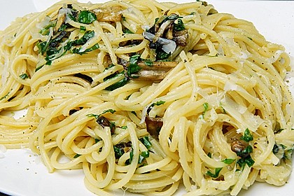 Bärlauch - Spaghetti mit Champignons 1
