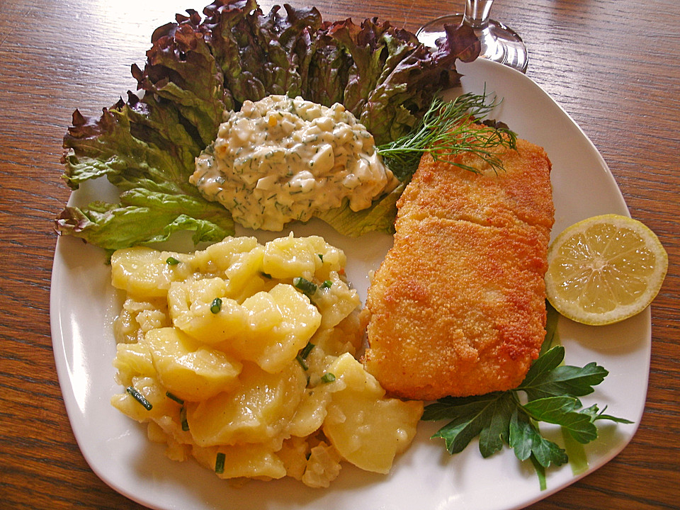 Backfisch mit Kartoffelsalat und Remoulade (Rezept mit Bild) | Chefkoch.de