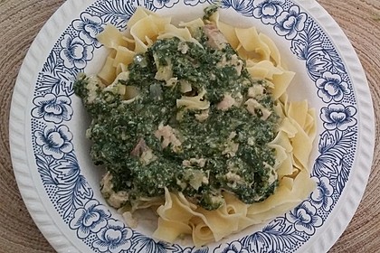 Bandnudeln mit frischem Spinat und Lachs 22