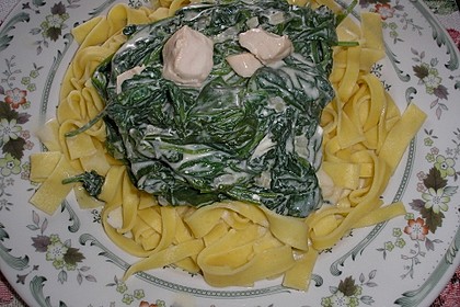 Bandnudeln mit frischem Spinat und Lachs 17