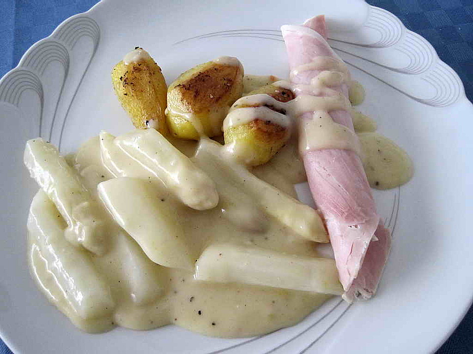 Spargel mit Sauce Hollandaise, Schinken und Kartoffeln (Rezept mit Bild ...
