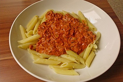 Spaghetti mit Thunfisch - Sahne - So&szlig;e 4