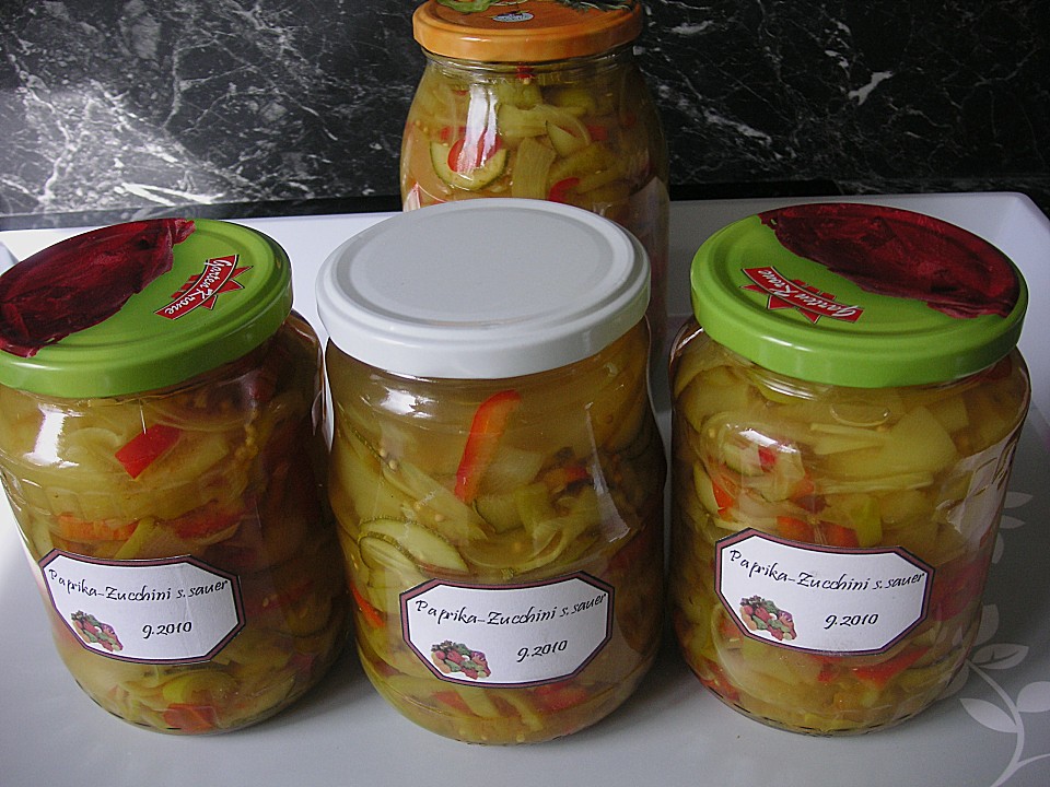 Paprika - Zucchini süßsauer eingemacht (Rezept mit Bild) | Chefkoch.de