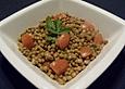 Linsensalat mit Tomaten und Schinken