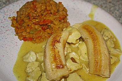 Curryhuhn mit gebratener Banane