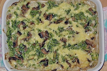 Spinatsp&auml;tzle in K&auml;se - Champignon - Sahneso&szlig;e