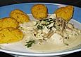 H&auml;hnchenbrustragout mit Lauch und Champignons