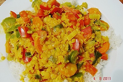 Gem&uuml;sereispfanne mit roten Linsen 2