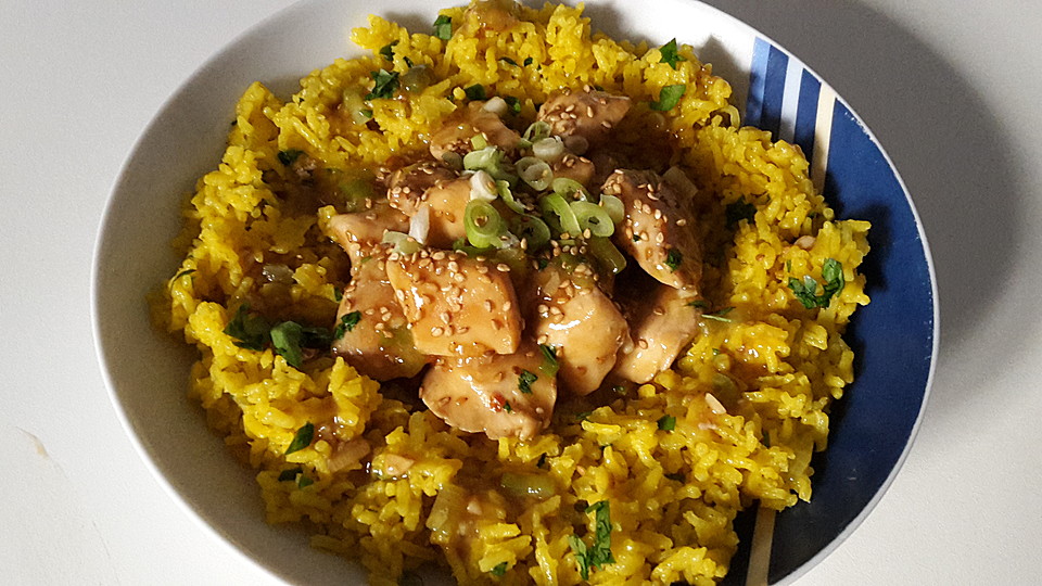 Sesam-Huhn mit Curry-Reis (Rezept mit Bild) von SvenKochtYouTube ...