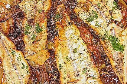 Seelachs mit Zwiebelgem&uuml;se