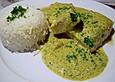 Seelachsfilet mit Curry-Cremesauce