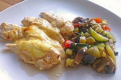 Hähnchenfilets mit Käsehaube 2
