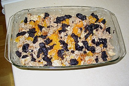 Brotauflauf mit Mohn und Aprikosen 1