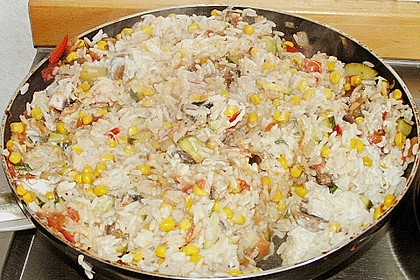 Bunte, mediterrane Gemüsepfanne mit Reis 9