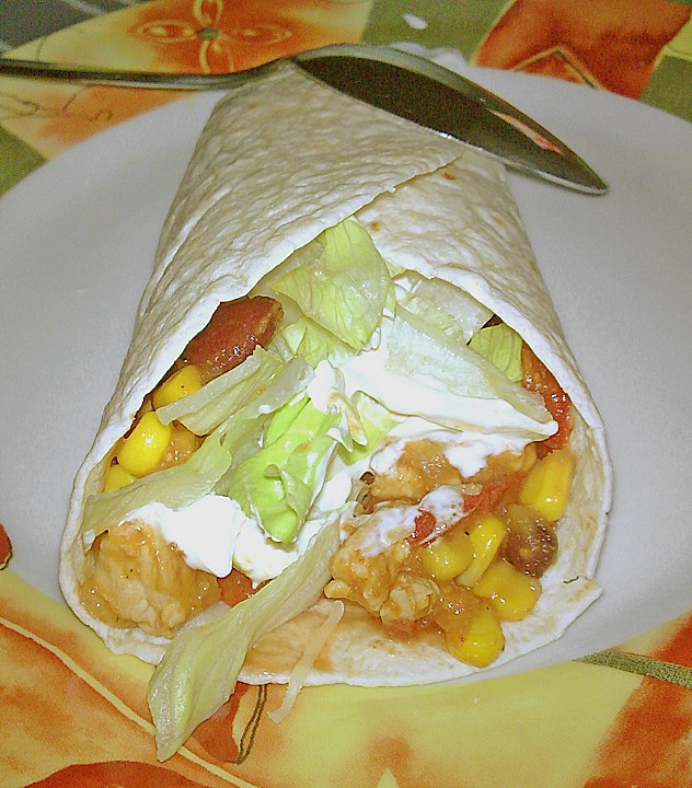 Mexikanische Tortilla - Wraps mit Hähnchenfüllung (Rezept mit Bild ...
