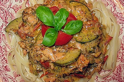 Nudeln mit Lachs - Sahne - Sauce