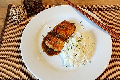 Japanischer gegrillter Lachs mit Teriyaki - Soße 9