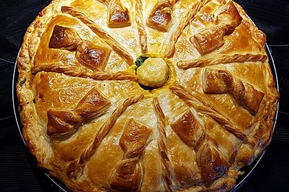 Blätterteig - Pie mit Hackfleisch - Spinat Füllung 21