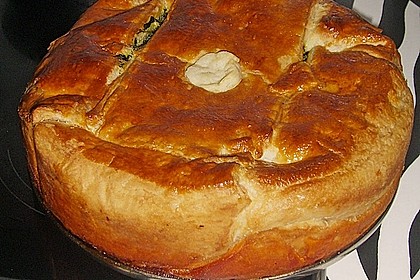 Blätterteig - Pie mit Hackfleisch - Spinat Füllung 11