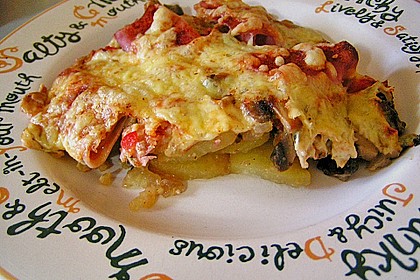 Kartoffelauflauf mit Paprika und Champignons 3