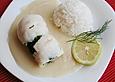 Pangasiusfiletr&ouml;llchen mit Spinatf&uuml;llung in Dillsauce