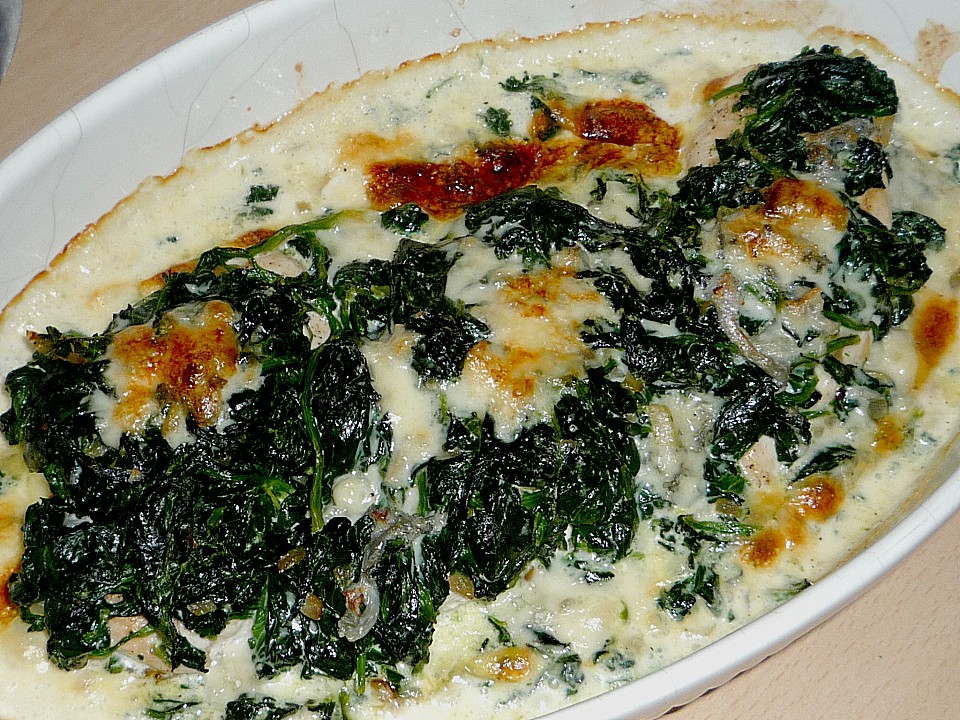 Hähnchenbrustfilet mit Spinat und Gorgonzola überbacken (Rezept mit ...