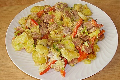Bratwurst - Kartoffelpfanne mit Gem&uuml;se 10
