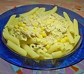 Penne  mit Thunfisch - Mais - Sauce (Bild)