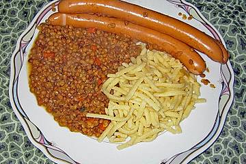 Linsen und Spätzle mit Saiten