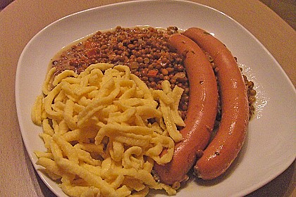Linsen und Spätzle mit Saiten