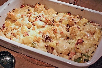 Blumenkohlauflauf mit Fleischwurst
