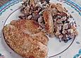 Rotbarschfilet mit Erdnusspanade und Pilzgem&uuml;se